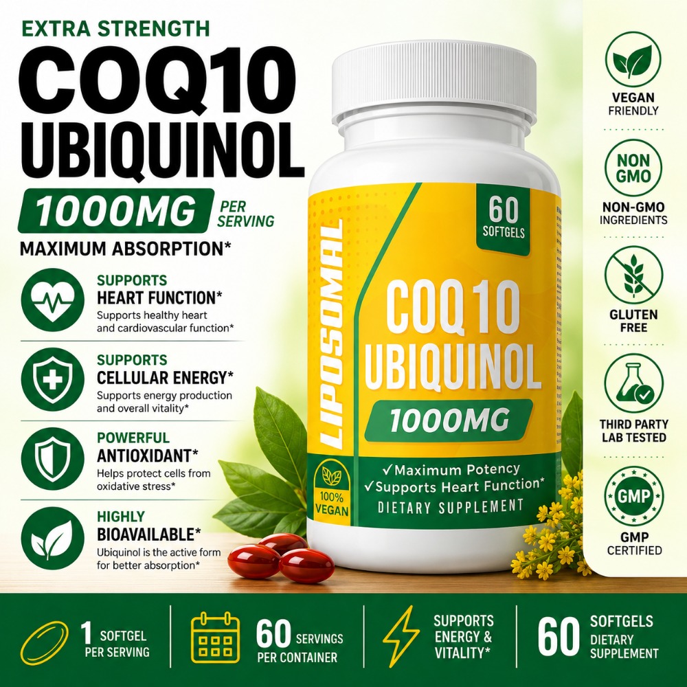 Coq10 Ubiquinol Softgel - 코큐텐 유비퀴놀 1000mg 비건 소프트젤 60정,