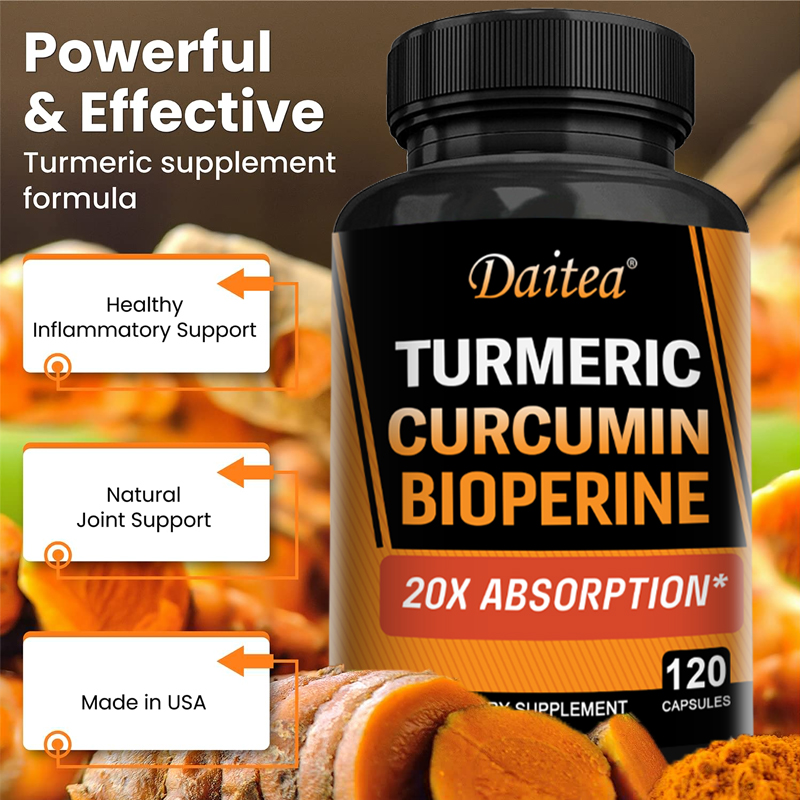 Turmeric Curcumin Capsule - 강황 커큐민, 생강 및 흑후추 2665mg
