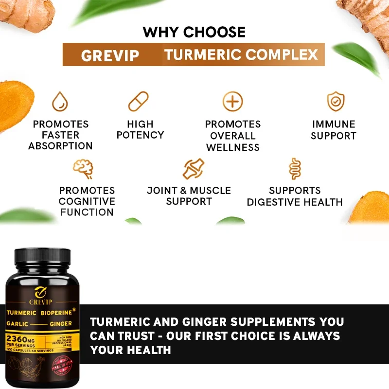 4-in-1 강황 생강 보충제 - 마늘, 커큐민, 블랙 - Turmeric Curcumin Capsule 리뷰 및 가격
