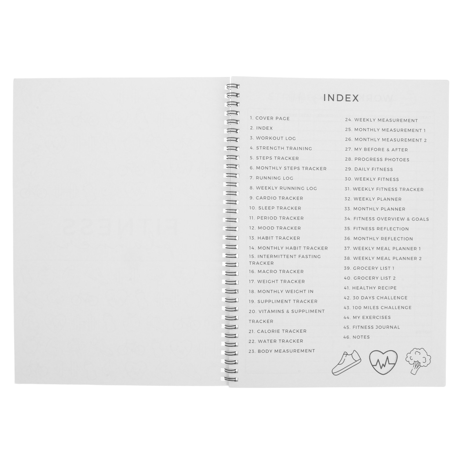 피트니스 플래너 일기장 11.7x8.5, 운동 기록장, - Nutrition Of Fitness 리뷰 및 가격